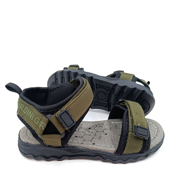 סנדלים עם רצועות בד סקוטש זית / אפור בנים