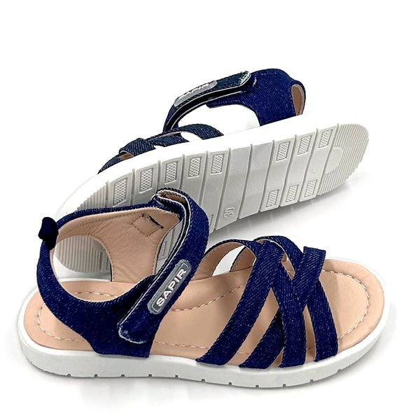 סנדלים עם רצועת ג'ינס קלועה בנות