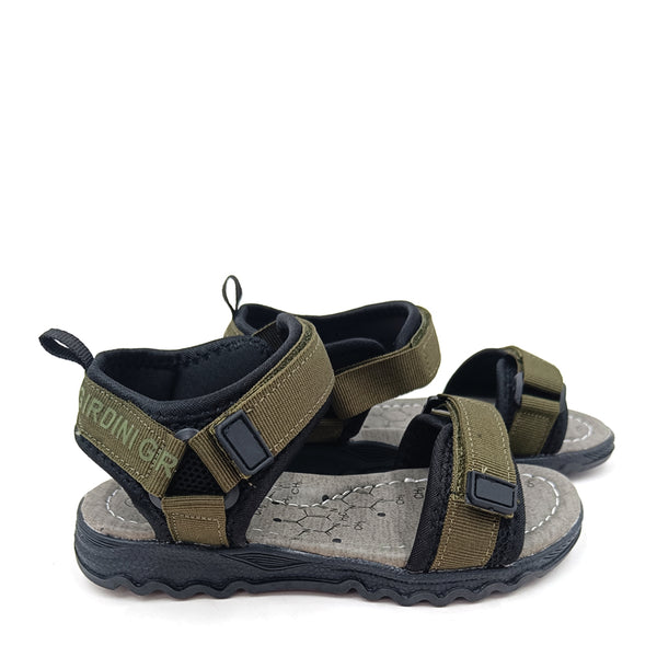 סנדלים עם רצועות בד סקוטש זית / אפור בנים