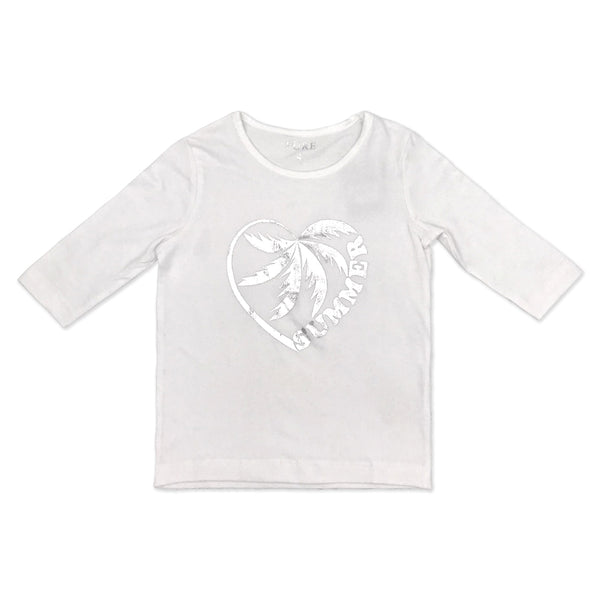 זוג חולצות שרוול 3/4 מודפסות סגול ולבן בנות