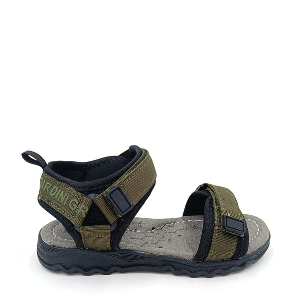 סנדלים עם רצועות בד סקוטש זית / אפור בנים