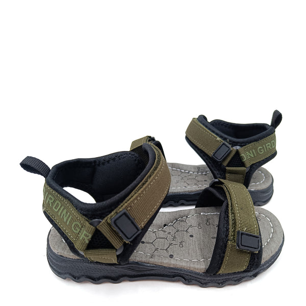 סנדלים עם רצועות בד סקוטש זית / אפור בנים