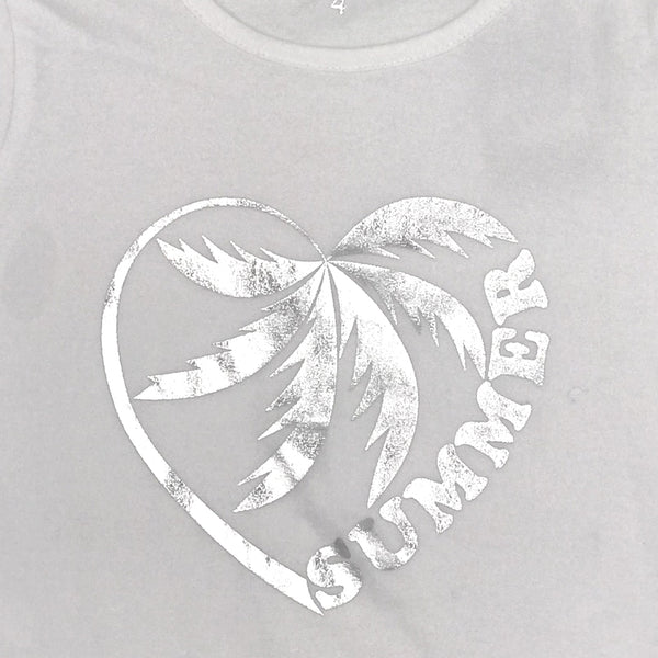 זוג חולצות שרוול 3/4 מודפסות סגול ולבן בנות