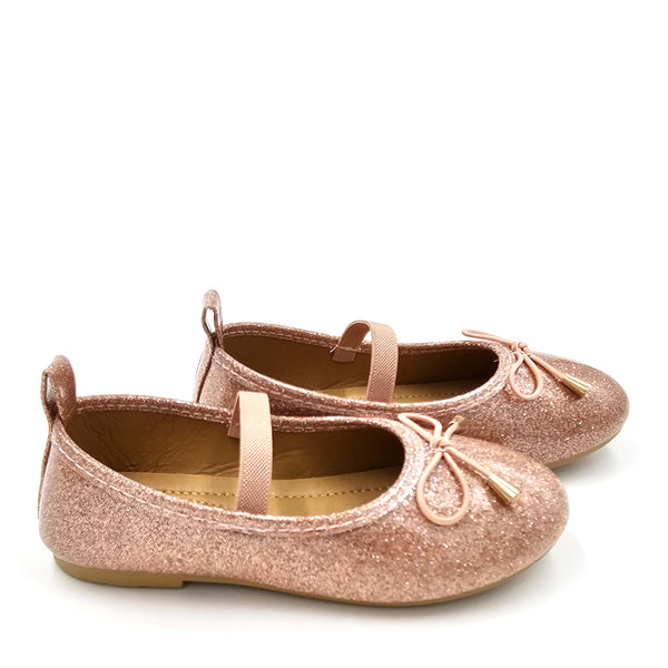 נעלי בובה נצנצים עם רצועת אחיזה פעוטות ובנות 22-28