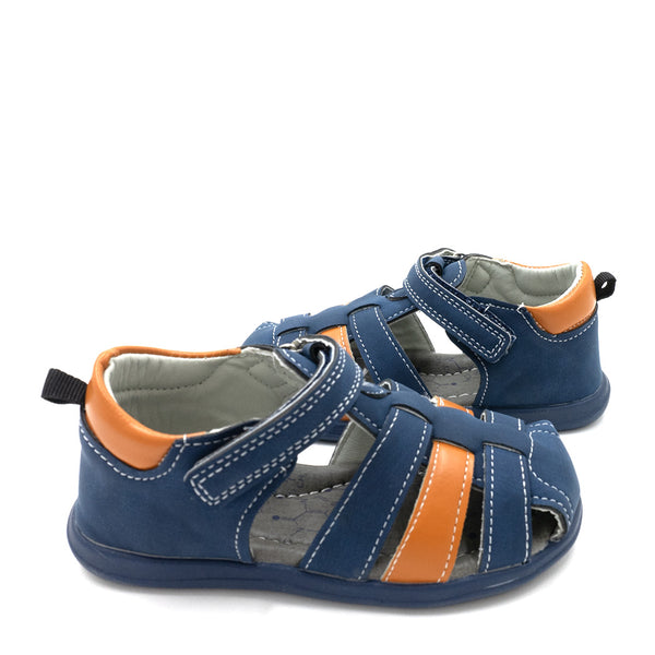 סנדל עם עקב סגור כחול חום בנים