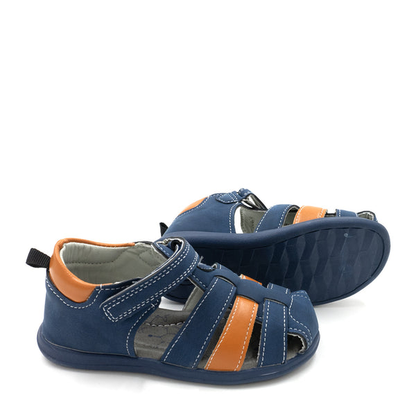 סנדל עם עקב סגור כחול חום בנים