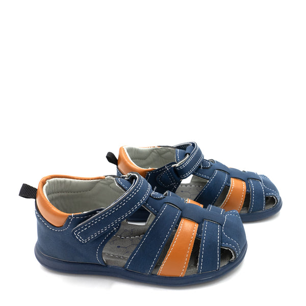 סנדל עם עקב סגור כחול חום בנים