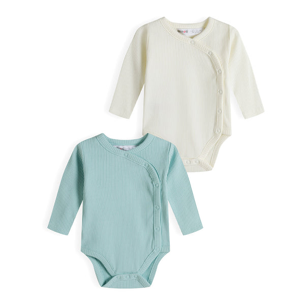 מארז 2 בגדי גוף מינוטי ריב שרוול ארוך תינוקות