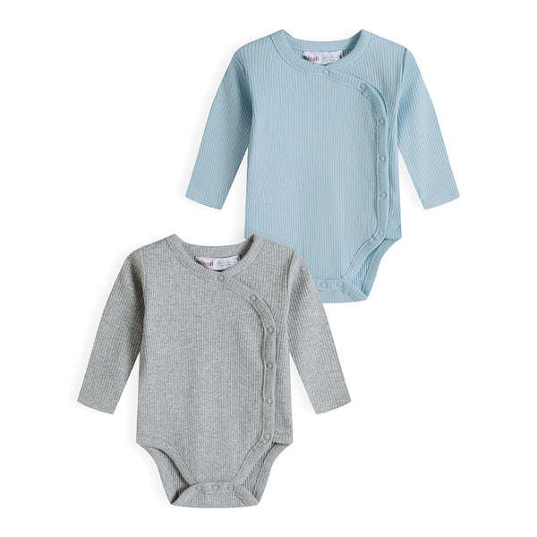 מארז 2 בגדי גוף מינוטי ריב שרוול ארוך תינוקות