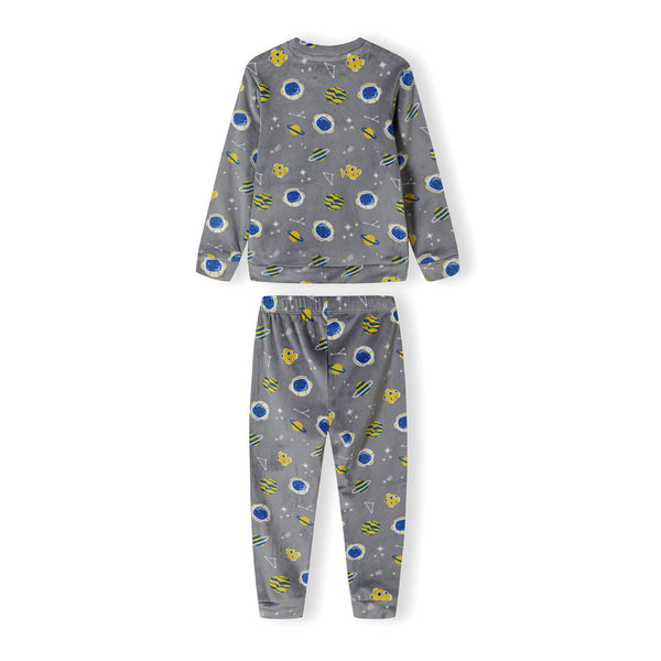 פיג'מה קטיפתית אפורה הדפס אולאובר מינוטי