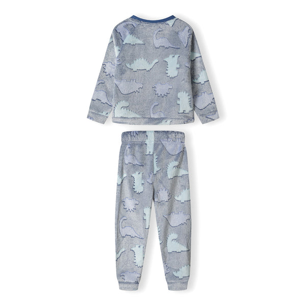 פיג'מת פרווה פליז תכלת דינוזאורים מינוטי תינוקות בנים