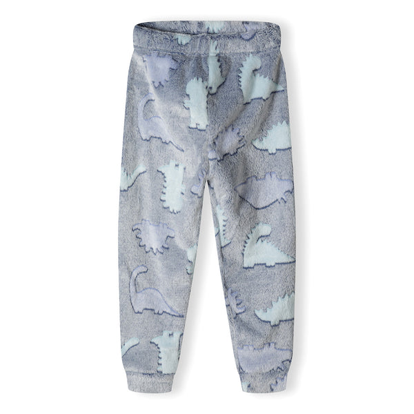 פיג'מת פרווה פליז תכלת דינוזאורים מינוטי תינוקות בנים