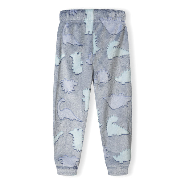 פיג'מת פרווה פליז תכלת דינוזאורים מינוטי תינוקות בנים