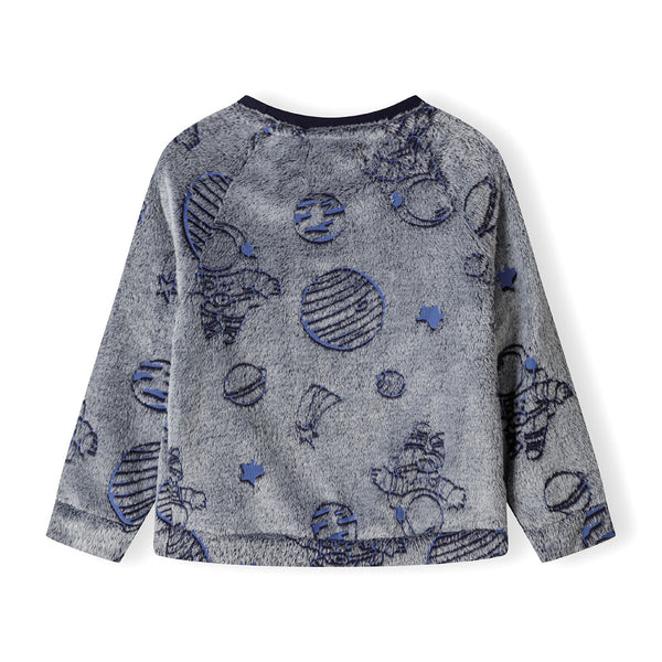 פיג'מת פרווה פליז אפורה אסטרונאוטים מינוטי תינוקות בנים