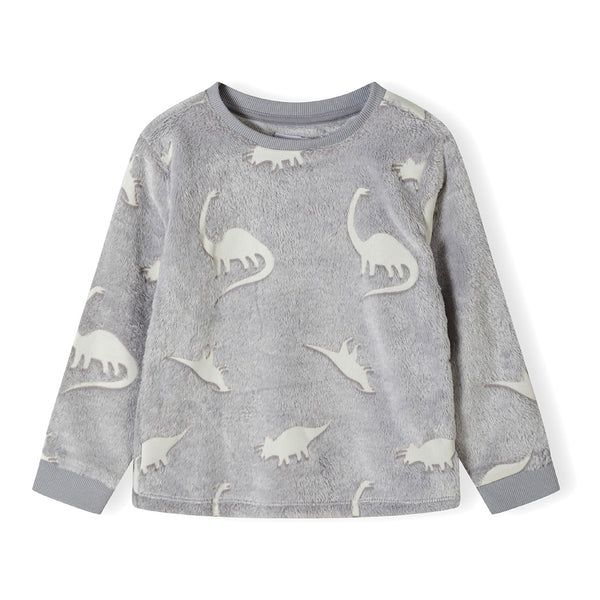 פיג'מת פרווה פליז דינוזאורים זוהרת בחושך מינוטי תינוקות בנים