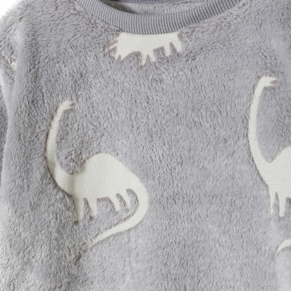 פיג'מת פרווה פליז דינוזאורים זוהרת בחושך מינוטי תינוקות בנים