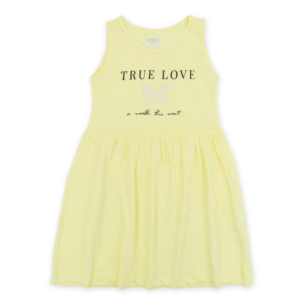 מארז 3 שמלות מודפסות אפור-צהוב-פוקסיה בנות