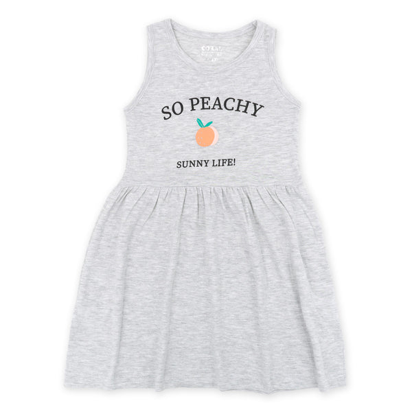 מארז 3 שמלות מודפסות אפור-צהוב-פוקסיה בנות