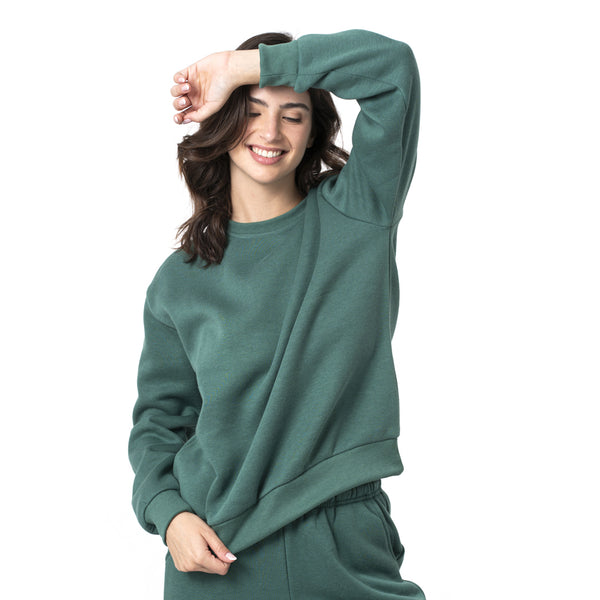 סווטשירט עם מנז'ט וצווארון מעוגל