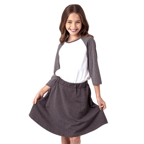 מארז 3 חצאיות ברך פרנץ' טרי שחור-כחול-מרנגו בנות