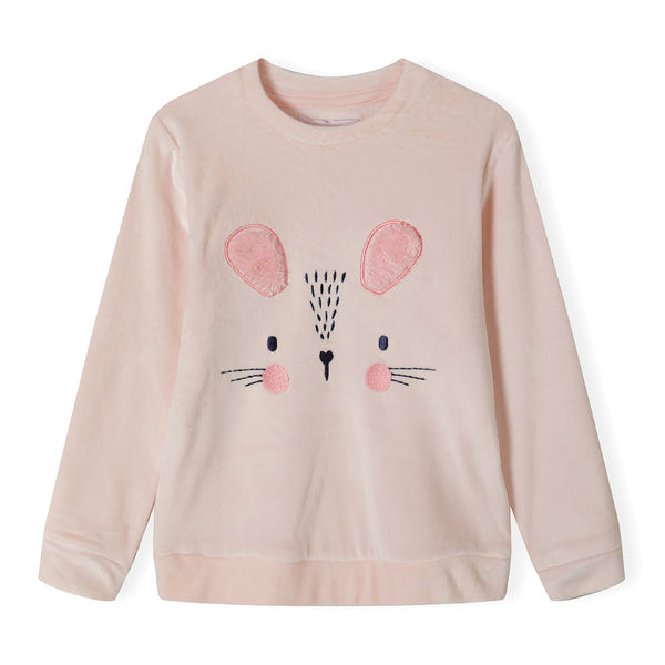 פיג'מה קטיפתית עם אפליקציית עכבר מינוטי תינוקות בנות