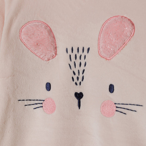 פיג'מה קטיפתית עם אפליקציית עכבר מינוטי תינוקות בנות