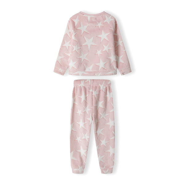 פיג'מה קטיפתית עם הדפס כוכבים ורקמה Dreamer תינוקות בנות