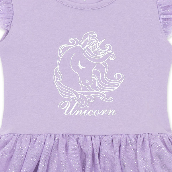 שמלת טול עם חד קרן כסוף Unicorn בנות