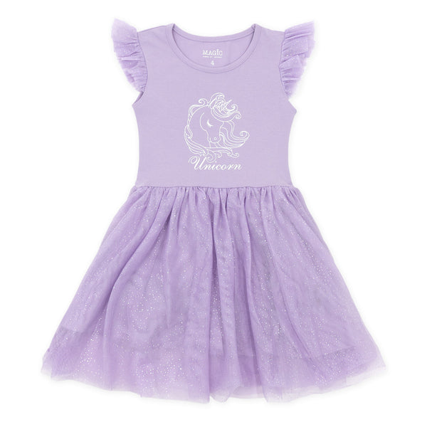 שמלת טול עם חד קרן כסוף Unicorn בנות