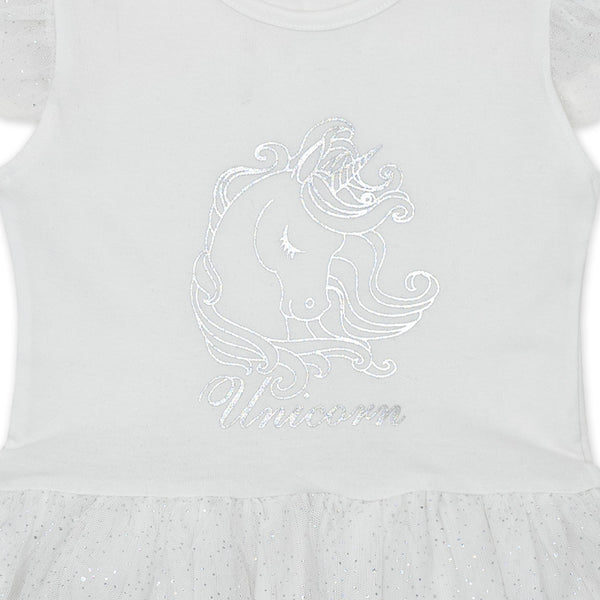 שמלת טול עם חד קרן כסוף Unicorn בנות