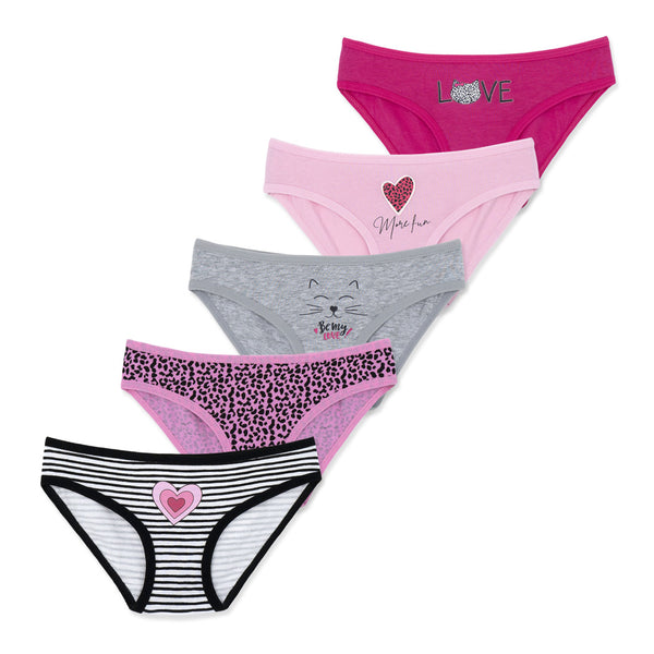 מארז 5 תחתוני כותנה-לייקרה צבעוניים מודפסים בנות