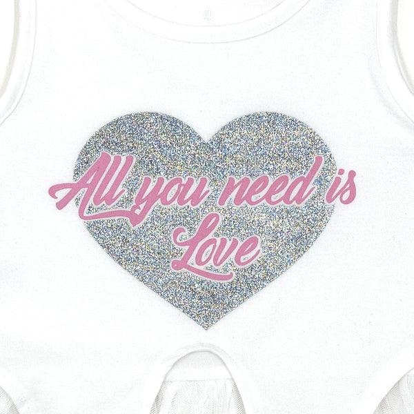 שמלת טול עם הדפס נצנץ All You Need Is Love בנות