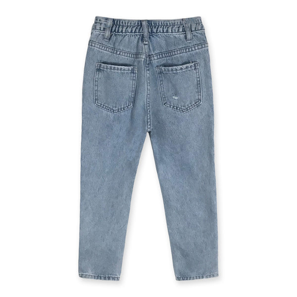 ג'ינס רחב גומי קרעים בנות