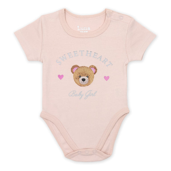 מארז 3 בגדי גוף דובי-לבבות-ורוד תינוקות בנות