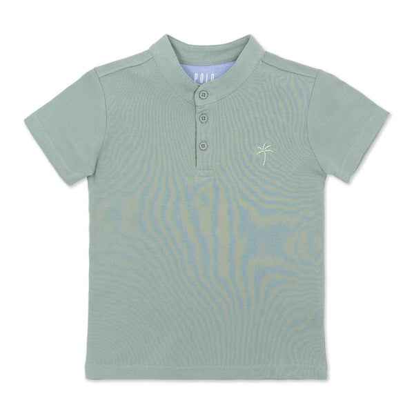 שלישיית חולצות פולו חלקות עם צווארון סיני תכלת-מנטה-לבן בנים