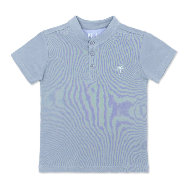 שלישיית חולצות פולו חלקות עם צווארון סיני תכלת-מנטה-לבן בנים