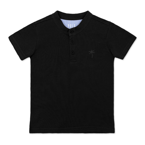 שלישיית חולצות פולו עם צווארון סיני חום-לבן-שחור בנים