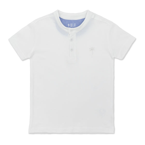 שלישיית חולצות פולו עם צווארון סיני חום-לבן-שחור בנים