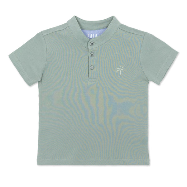 זוג חולצות פולו עם צווארון סיני לבן-מנטה תינוקות בנים