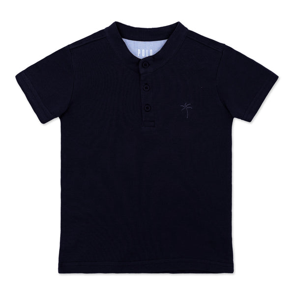 שלישיית חולצות פולו עם צווארון סיני כחול-בריק-שחור בנים