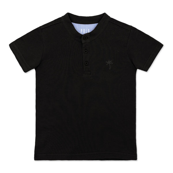 שלישיית חולצות פולו עם צווארון סיני כחול-בריק-שחור בנים