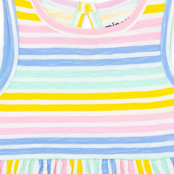 זוג שמלות מינוטי פסים ופירות לתינוקת 12-24M