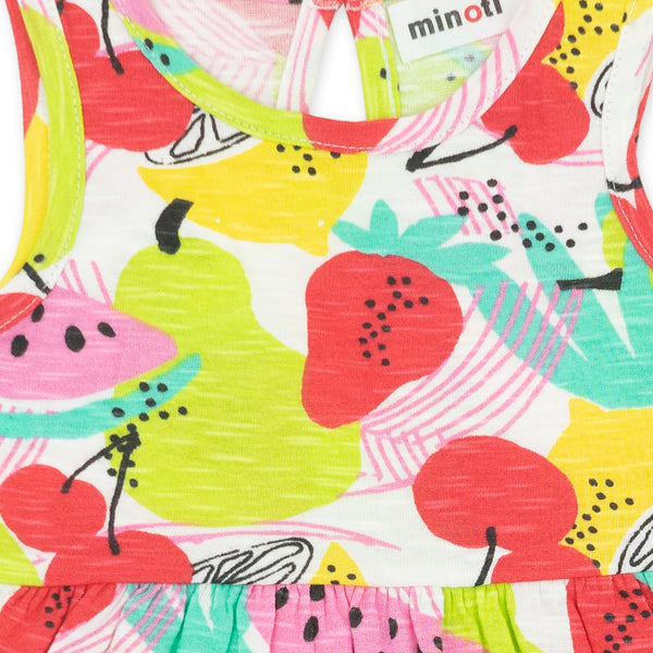 זוג שמלות מינוטי פסים ופירות לתינוקת 12-24M