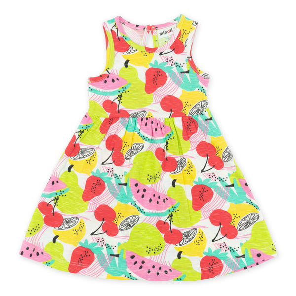 זוג שמלות מינוטי פסים ופירות לתינוקת 12-24M