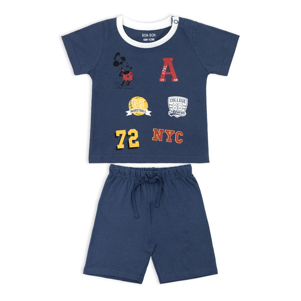 זוג חליפות מיקי מאוס כחול-שחור-לבן תינוקות בנים