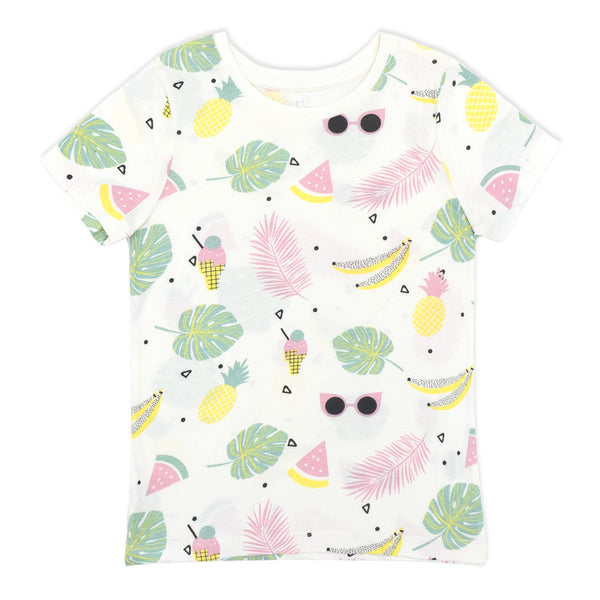 מארז 3 חולצות עם שליץ מודפסות ורוד-מנטה-קרם בנות