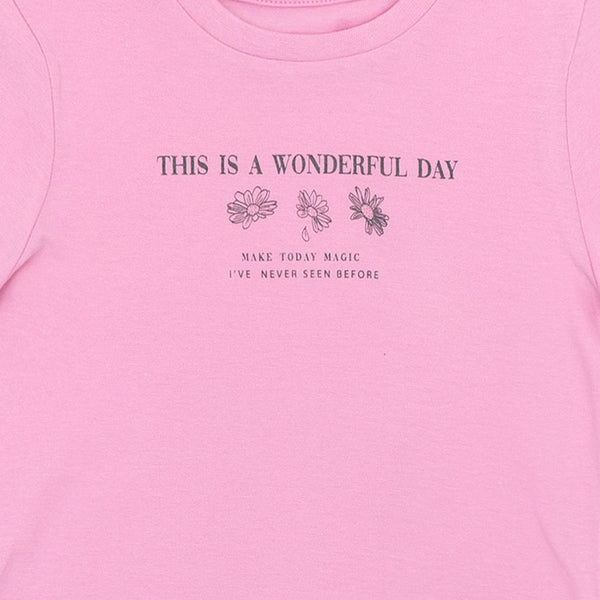 מארז 3 חולצות עם שליץ מודפסות ורוד-מנטה-קרם בנות