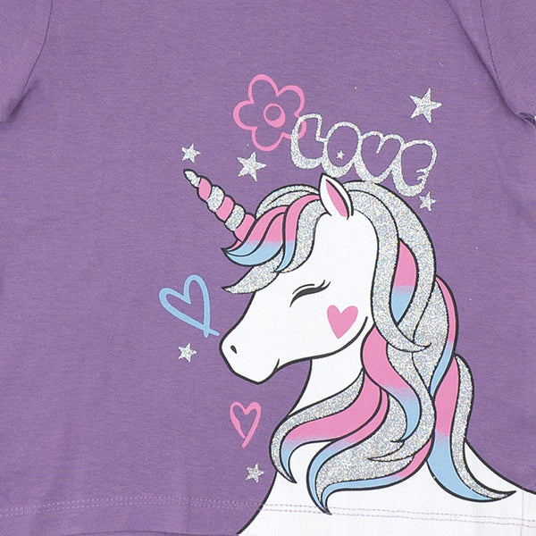 מארז 3 חולצות עם שליץ סגול-פוקסיה-פלדה בנות