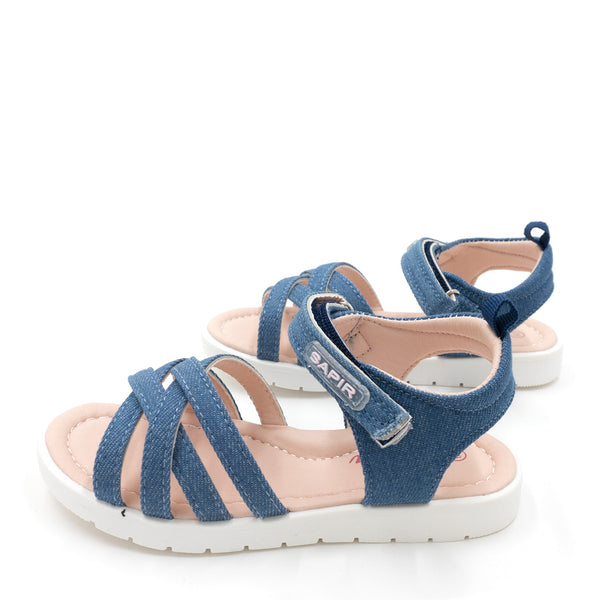 סנדלים עם רצועת ג'ינס קלועה בנות