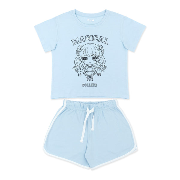 מארז 2 חליפות תכלת-שחור-לבן בנות